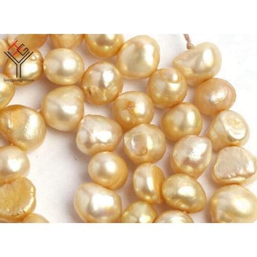 One Strands Real Pearl 6-7mm Bright champagne Pearl Flat Baroque Natural Freshwater Pearl loose beads 35cm / 15inch