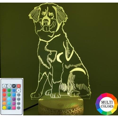 3D Pet Dog LED Illusion Night Light Bedside Nightlight Acrylic Bernese Mountain Dog Lamp Smart Phone Control Kids Birthday Gift