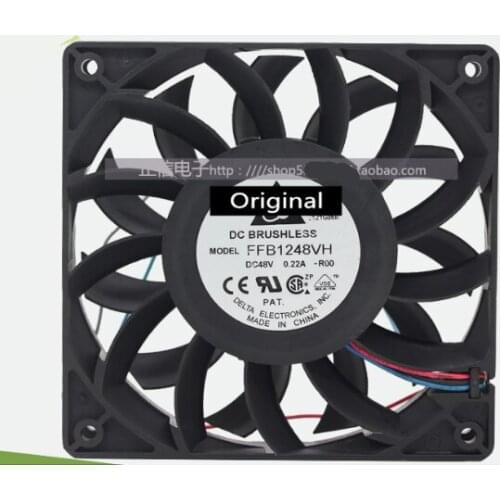Original 100% working FFB1248VH-ROO 48V 0.22A 12CM 120mm 12025 dual ball bearing cooling fan for DELTA 120*120*25mm