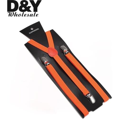 Clip-On Braces Slim Women MenS Shirt Suspenders For Trousers Pants Holder Y-Back Suspenders Gallus 1.5cm Wide Candy Orange