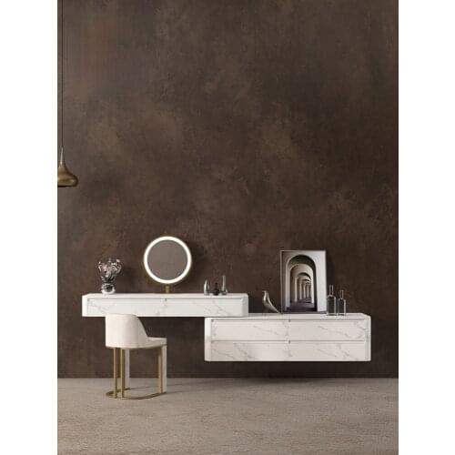 Rock board hanging wall dressing table TV cabinet one bedroom wall hanging storage cabinet marble light luxury dressing table