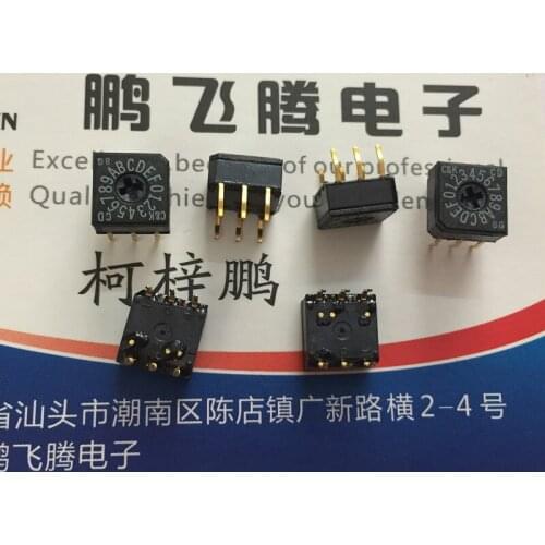 1PCS U.S. C&k CD16CM0CB 0-F/16-bit rotary dial coding switch Reverse code 3: 3-pin straight 6-pin gold-plated foot cross key