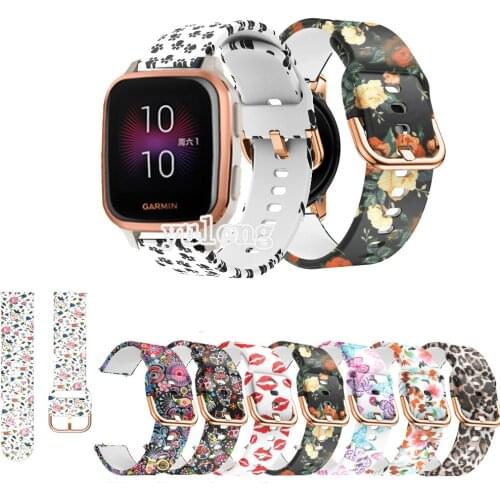 Camo Soft Silicone Watch Strap Band For Garmin Venu SQ Smart Watch Replacement Sport Wrist band for Vivoactive 3 trainer music