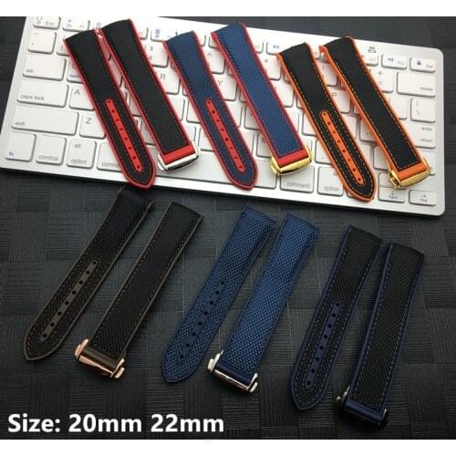 20mm 22mm Rubber Bracelets fabric Nylon Watch band Perfert For Omega strap Seamaster 300 Speedmaster 8900 Planet Ocean watchband