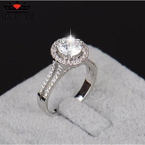 Luxury Jewelry Round Cut 925 Silver 5A White Clear CZ Zirconia Wedding Women Engagement Band Crown Ring