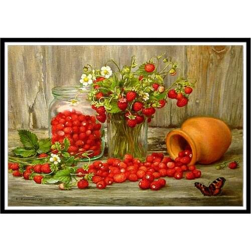 Rose Vase Flower Basket DIY Cross Stitch Embroidery 11CT Kits Craft Needlework Set Cotton Thread Printed Dropshipping