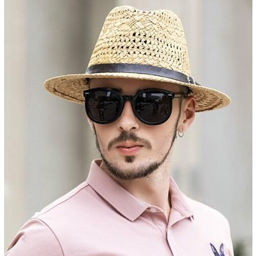 SunHat Men Hand-made Straw Sun Protection Hat Male Outdoor Sunscreen Sunshade Casual Cap Summer Beach Visor Climbing Hats H7265