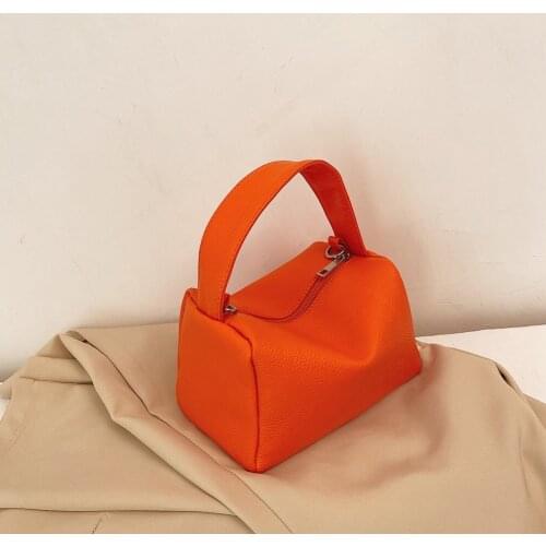 Fashion Women PU Leather Pure Color Lychee PatternCrossbody Shoulder Messenger Bag Ladies Vintage Top-handle Small Handbags