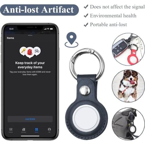 Protective Case For Aircovered AirTag Leather Cases Keychain Protective Cover for Apple Air Tag Tracker Buckler Multicolor