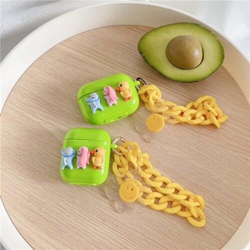 Cute Animal Case for Apple Airpods Fluorescent Solid Color Bluetooth Earphone Protective Cover for Airpods 3/2/1 Headphone Box