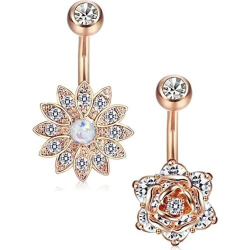 2pcs 14G Surgical Steel Belly Button Rings Women Screw Navel Bars Body Piercing