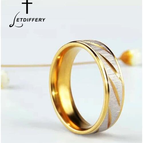 Letdiffery Matte Stainless Steel Women Rings Gold Gold Fashion Jewelry Engrave Name Gift