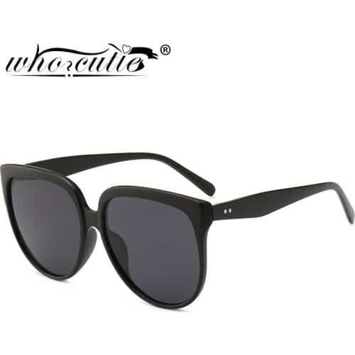 WHO CUTIE Vintage Large Square Cat Eye Women Sunglasses Brand Design Leopard Cateye Frame Fashion Sun Glasses Shades Female S484