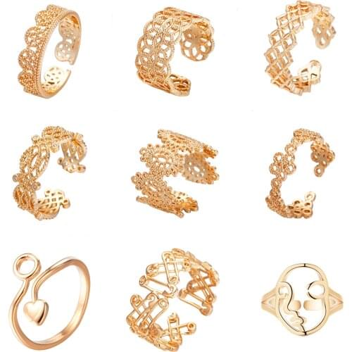 Cxwind Fashion Hollow Ring For Women Figure Flower Open Finger Heart Rings Female Engagement Ring Jewelry Anel Party Gift