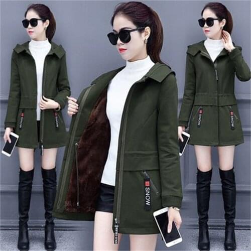 The new spring and winter long coat thick coat Korean cultivating wild fashion womens hooded windbreaker TB962