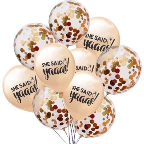 ZLJQ 10pcs Champagne Gold She Said Yaaa 12" Latex Balloon for Wedding Bridal Shower Bachelorette Party Decor Confetti Balloon