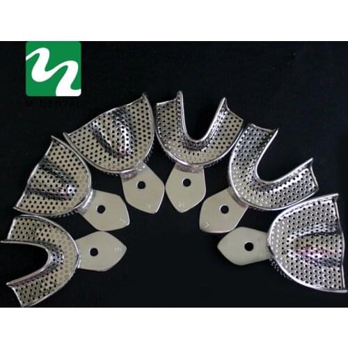 1 Set Dental Lab Equipment L/M/S Size Upper Lower Stainless Steel Impression Trays For Dental Lab Free Shipping
