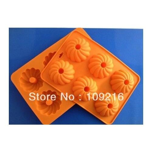 1pcs 6 Holes Small Chrysanthemum Green Good Quality 100% Food Grade Silicone Cake/Pudding/Chocolate Baking Pan DIY mold