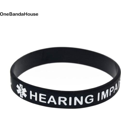 1PC Alert Hearing Impaired Silicone Wristband Adult Size