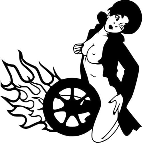 13.2*13.2CM Super Power Naked Sexy Girl Car Sticker Vinyl Decal Fantastic Style High Quality Black/Silver C20-0694