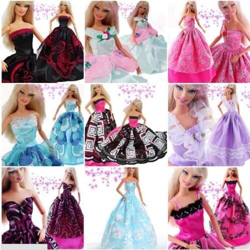 15 items =5 dresses +10 pcs accessories / Top Quality Party Gown Clothing Skirt Outfit Clothes For 1/6 Kurhn Barbie Doll Toy
