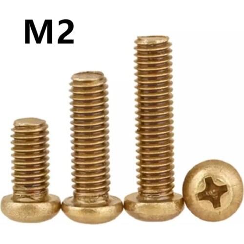 200PCS ISO7045 DIN7985 GB818 M2x4/5/6/8/10mm Copper Machine Screws Phillips Machine Pan Head Brass Screws