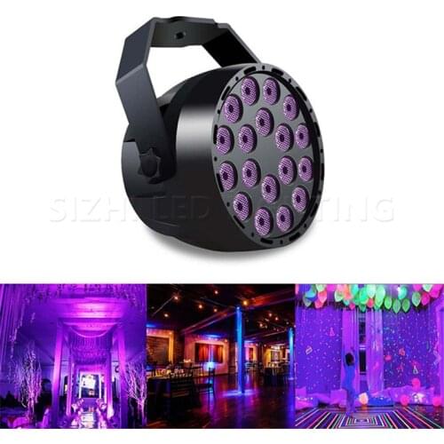 2019 54W UV LED Stage Light Sound Active 18 LEDs Auto DMX Ultraviolet Strobe Par Black Lights For Disco light DJ Projector Party