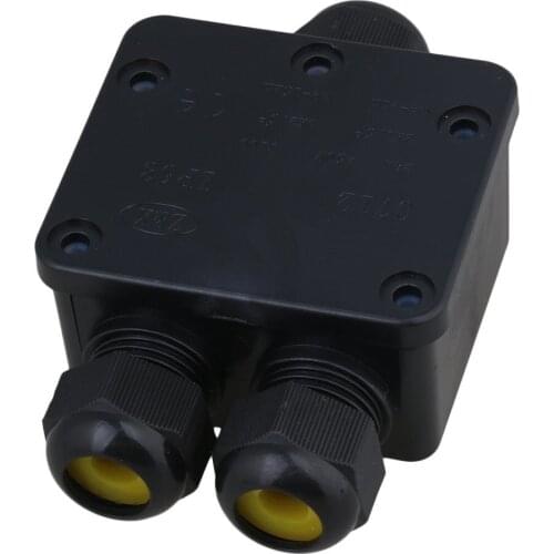 3-Way 24A 450V Black Outdoor Waterproof IP68 Cable Connector Junction Box Electric Enclosure Case Suitable for Cable Dia 4-9mm