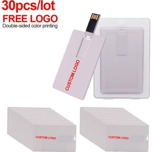30pcs/lot free customer LOGO waterproof Slim Credit Card USB 2.0 Flash Drive 32GB pendrive 4G 8G 64G bank card Memory Stick