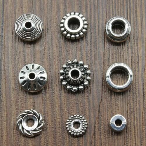 20pcs Spacer Bead Pendant Charms Antique Silver Color Small Spacer Bead Charms Jewelry DIY For Bracelet Making
