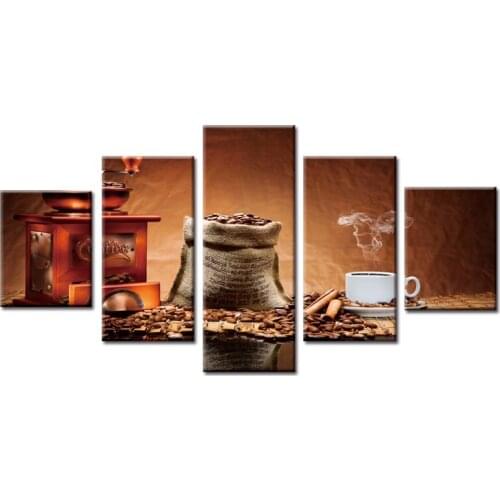 5 panel Vintage Coffee Poster Series canvas wall painting art home decoration living room canvas printing