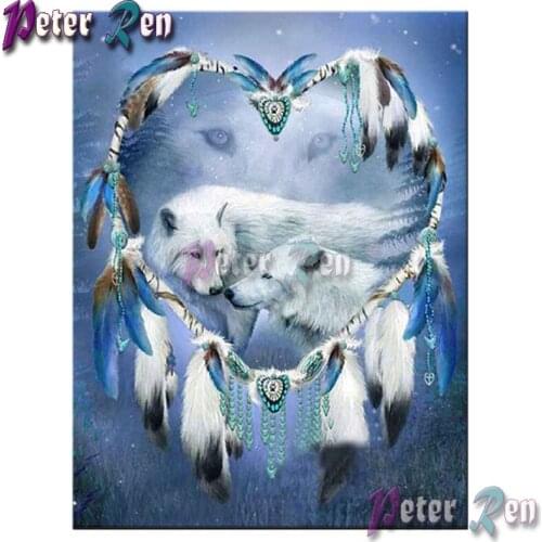 Diamond painting Round feather wolf DIY full Square/round Rhinestones cross stitch diamond embroidery Handmade Home Decoration