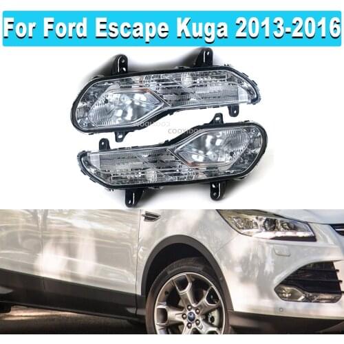 12V Car Fog Lights Halogen Fog Lights For Ford Escape Kuga 2013-2016 Headlights Halogen Fog Lights Headlights DRL Driving Lights