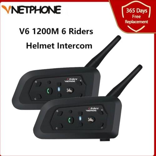2PCS 1200M Motorcycle Bluetooth Helmet Intercom for 6 riders BT Wireless Waterproof Interphone Headsets MP3 Free Shipping