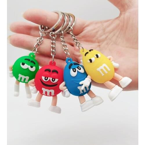 New Key Chains Cute M Bean Cartoon Keychain Children 's Surprise Birthday Gift Accessories Web Celebrity Hot Style Keyring Face