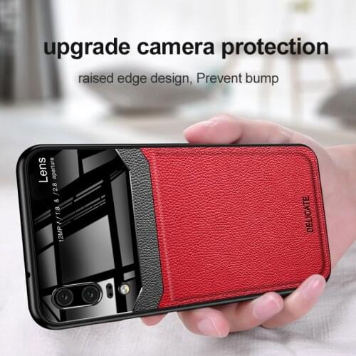 Huawei P 20 P20 EML L29 Case PU Leather Plexiglass Back Cover Hard Case For Huawei P20 Pro P20Lite ANE LX1 Phone Cover Protector