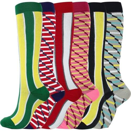 Colorful Stripes Compression Socks Nursing Mori Girl Style Candy Color Cute Sweet Anti-Fatigue Compression Socks Funny Man Gifts