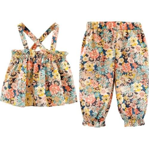 Girls and Children Baby Floral Sling + Summer Shorts Two-piece Suit Girls Clothing Set Girls Boutique Outfits Girl Clothes