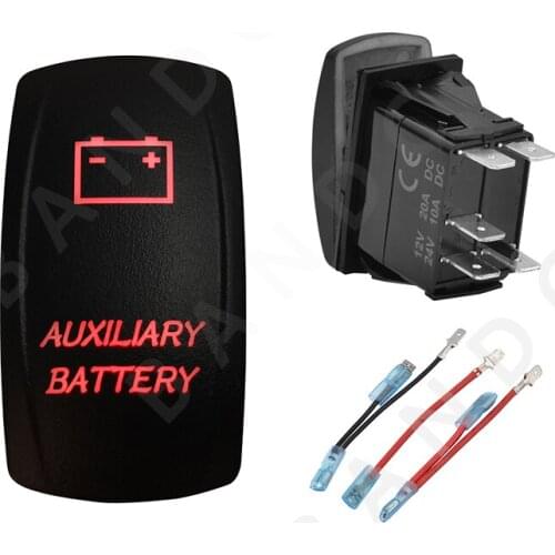 Jumper Wires Set, AUX BATTERY 12V 24V Car Boat Caravan Rocker Switches Waterproof Car Buttons Dual Red LED Light Interior Parts