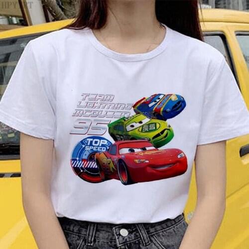 Cute cartoon car funny printed T-shirt summer womens Harajuku short-sleeved T shirt fashion o-neck casual tops female Tshirt