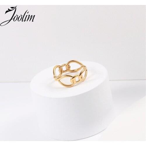 Joolim High End 18K Gold PVD Snake Texture Knit Knotted Rings for Women Stainless Steel Jewelry Wholesale