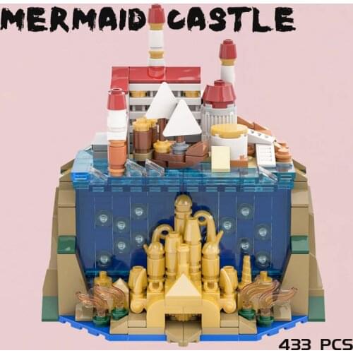 MOC Build Block Maker Movie Anime Classic Mermaid Castle Scene Creative Assembly Model Kids Toy DIY Build Bricks Birthday Gift