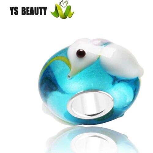 Small bird Glass Beads silver core Large Hole Glass Beads S925silver Murano Glass Beads Suitable for European Amulet bracelet
