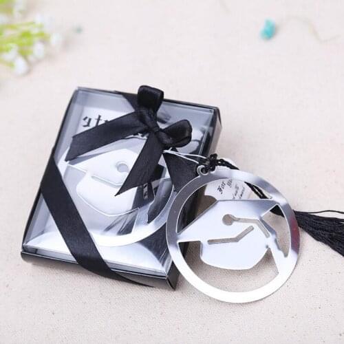 Graduation Cap Metal Bookmark With Elegant Black Tassel Party Souvenirs Graduate Party Faovr Gifts LX7886