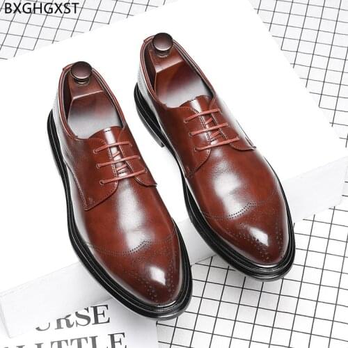 Brown Oxford Shoes for Men 2021 Designer Black Men Dress Shoes Leather Formal Office Shoes Men Zapatos De Hombre Chaussure Homme