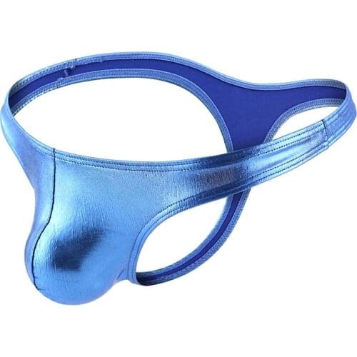 Gay Men Underwear Imitation Leather Mens Briefs Bikini G-string Thong Sexy Underwear Men Erotic Penis Mens Thongs String Homme