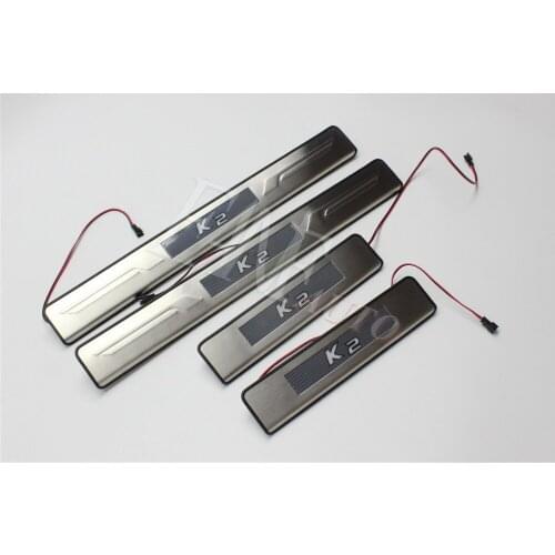 Stainless Steel Led Door Sill Scuff Plate Guard Sills Protector Trim For KIA K2 2011-2017