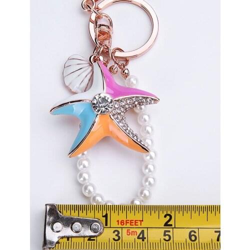 New Korean Version Keychain Fantasy Starfish Shell Peal Bag Hanging Keyring South Korea Fancy Souvenirs Girl Gift