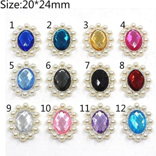NEW 10pcs/lot 20*24mm Pearl Button Mix Color Artificial Crystal Button for Wedding Invitation Cards Hair Ornament Decoration