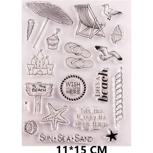 2021 New Sandy Beach Clear Stamps DIY Scrapbooking Craft Supplies Rubber Silicon Seals Card Album Hobby ink pad Stamping